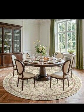 jinchan Zenith Round Rug 7ft Area Rug Soft 7'Round Vintage Floral Rug Non-Slip